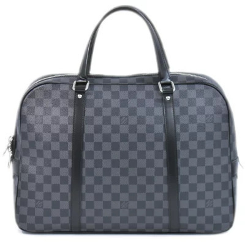 Louis Vuitton LV Yorn Damier Top Handle Bag Canvas Leather Graphite Black Gray
